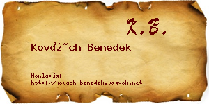 Kovách Benedek névjegykártya